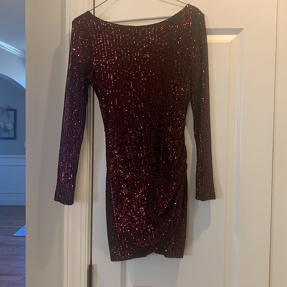 Black with garnet sequined homecoming/formal dress from Windsor